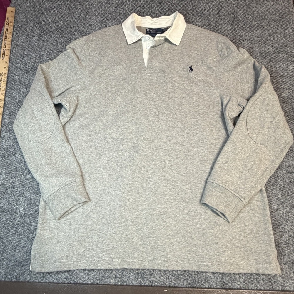 Polo Ralph Lauren Iconic Rugby Shirt Andover Heather Gray Classic Men's XXL